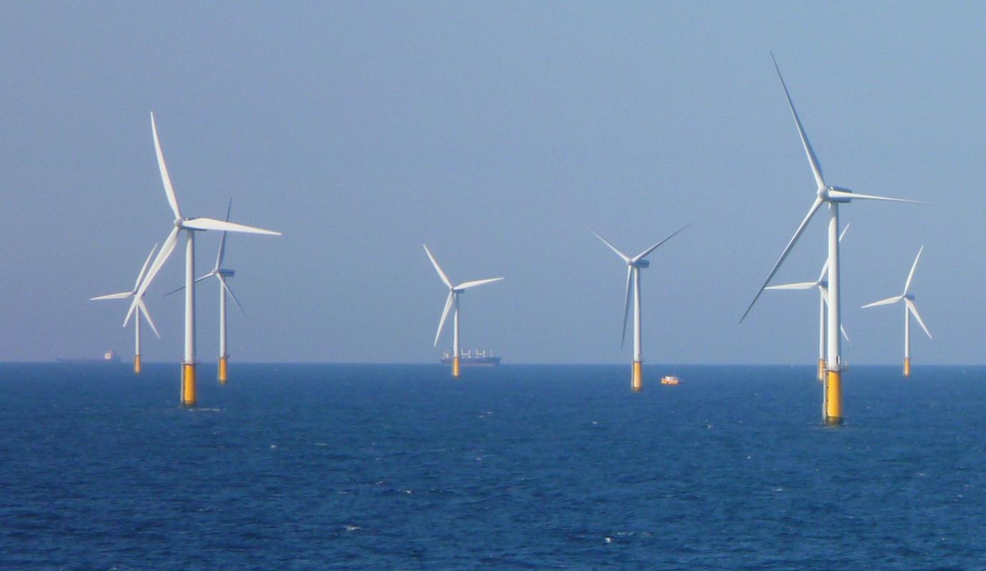 Windmolenpark in de Noordzee.